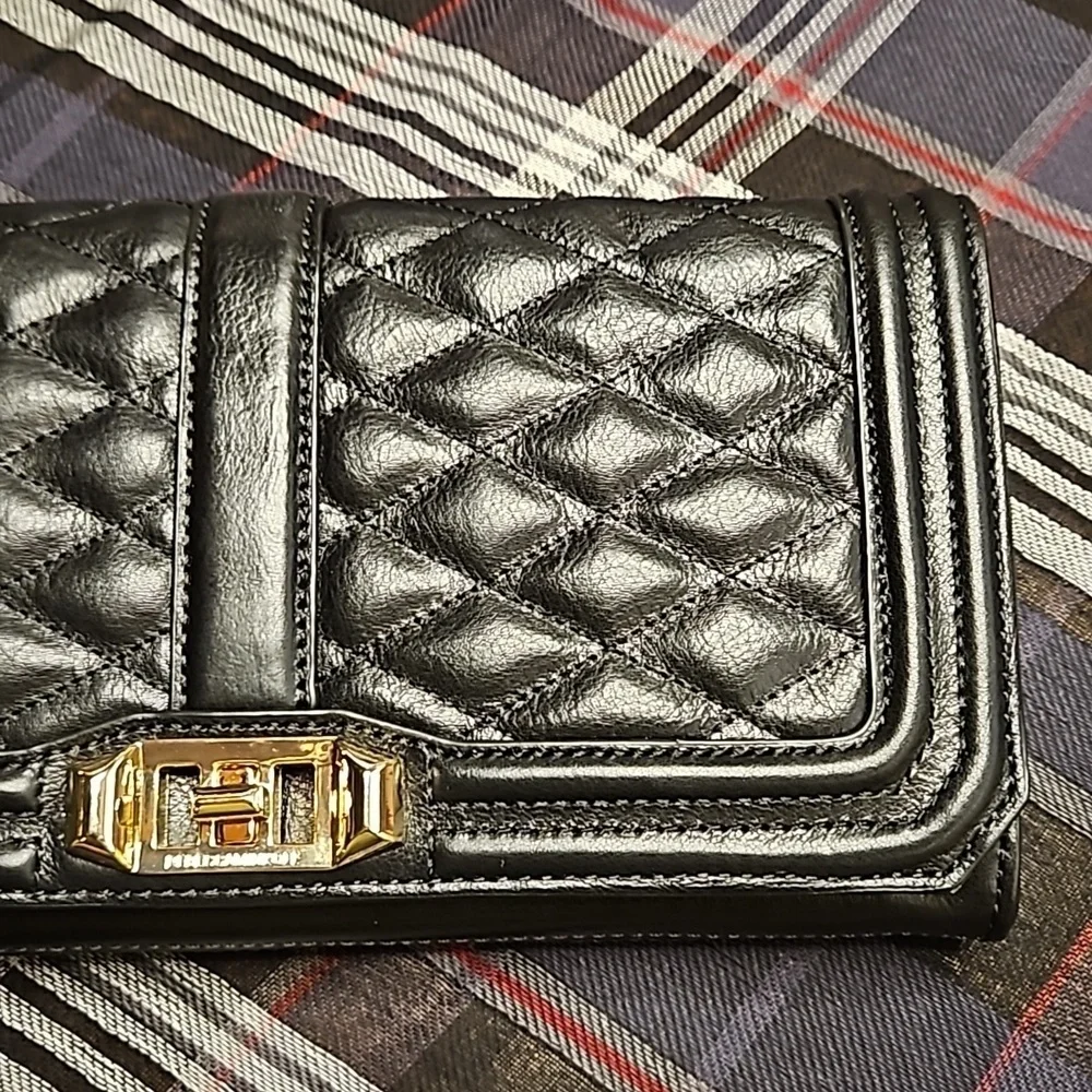 💕REBECCA MINKOFF💕 Black Quilted Love Clutch NWT